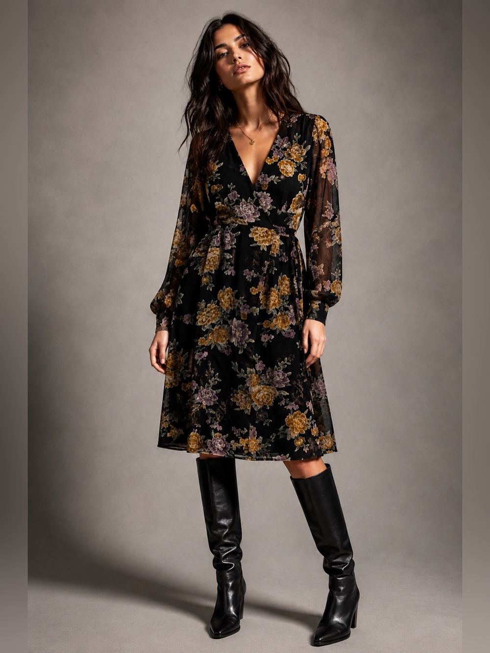 ASTR The Label Sonya Velvet Burnout Floral
Wrap Midi Dress